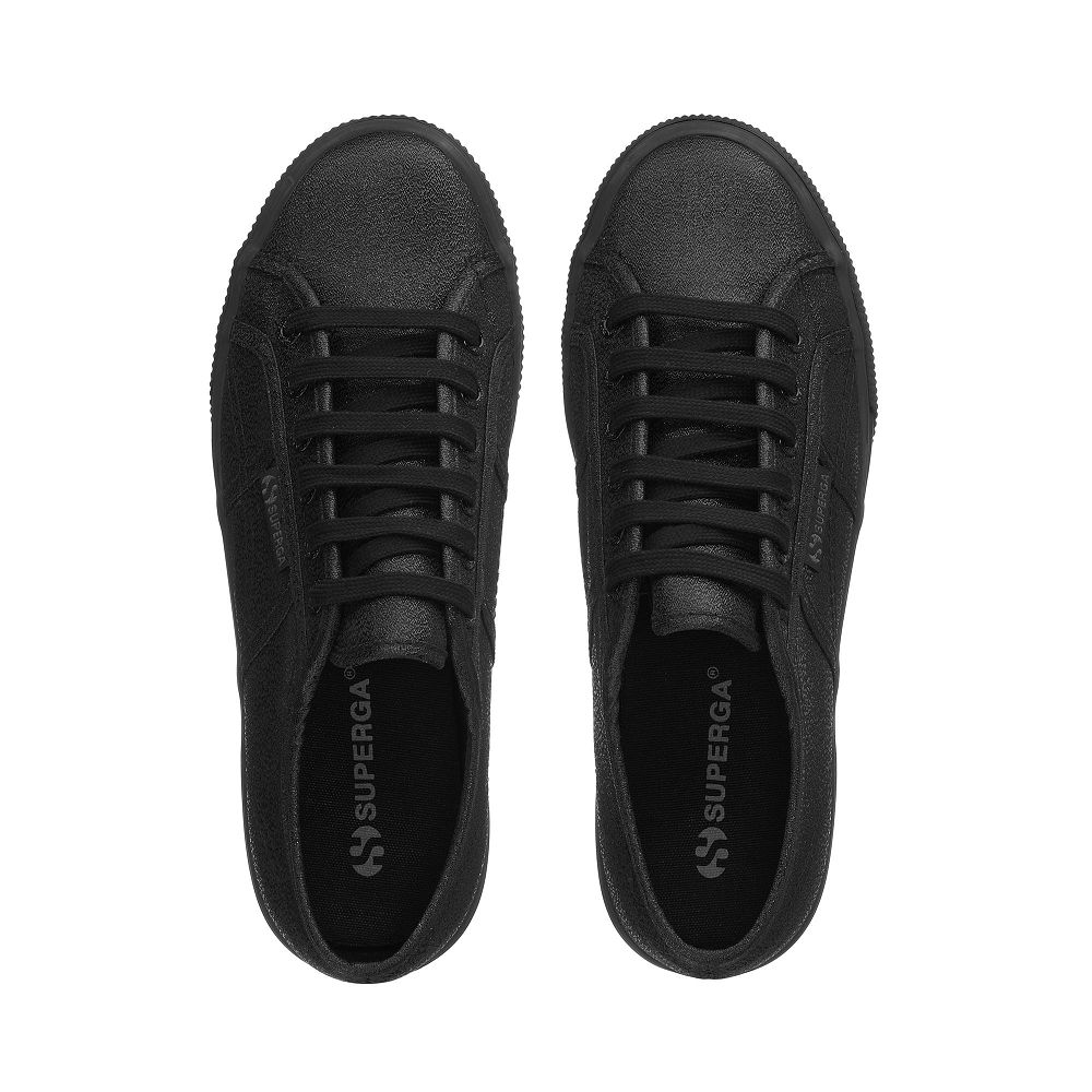 Superga 2790 Lame Black Platform Sneakers - Women's Sneakers USA | US3982053